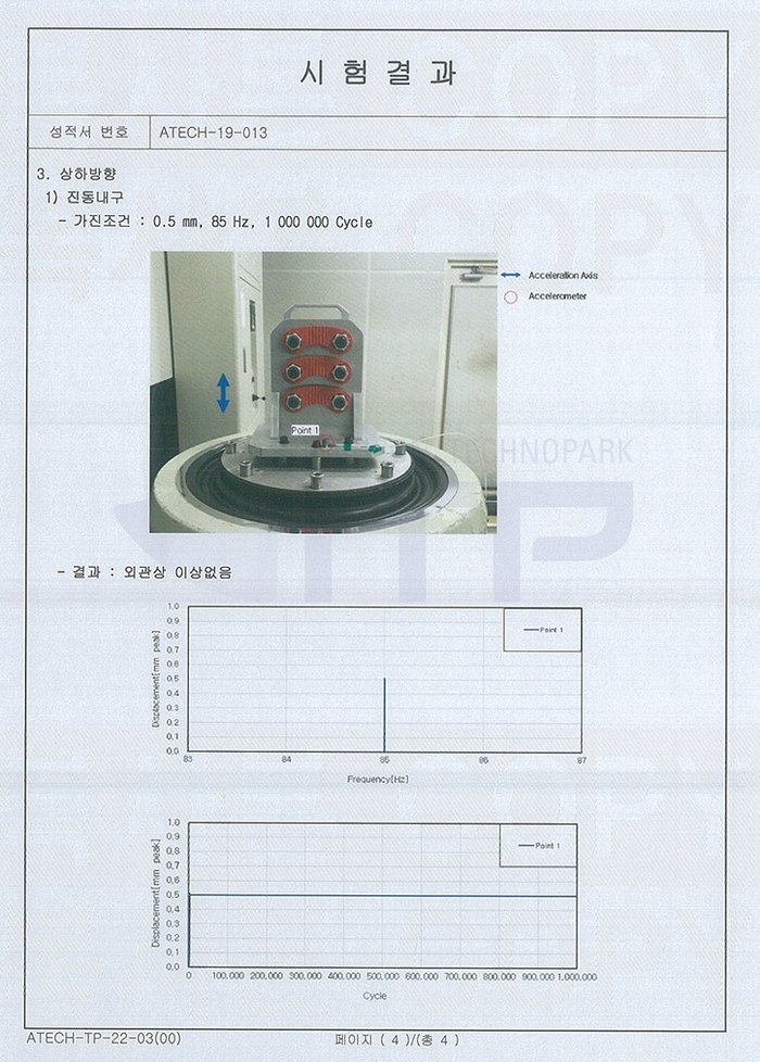 빅스 세이프티 락커 상하방향 진동내구 시험성적서